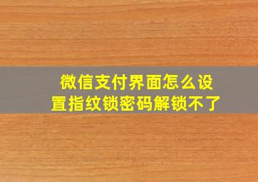 微信支付界面怎么设置指纹锁密码解锁不了