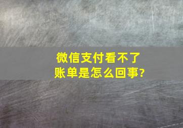 微信支付看不了账单是怎么回事?