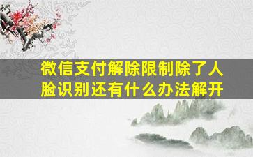 微信支付解除限制除了人脸识别还有什么办法解开