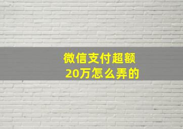 微信支付超额20万怎么弄的