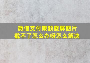 微信支付限额截屏图片截不了怎么办呀怎么解决