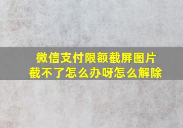 微信支付限额截屏图片截不了怎么办呀怎么解除