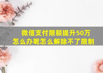 微信支付限额提升50万怎么办呢怎么解除不了限制