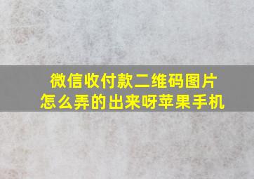 微信收付款二维码图片怎么弄的出来呀苹果手机