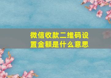 微信收款二维码设置金额是什么意思