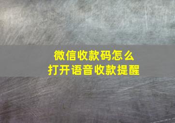 微信收款码怎么打开语音收款提醒