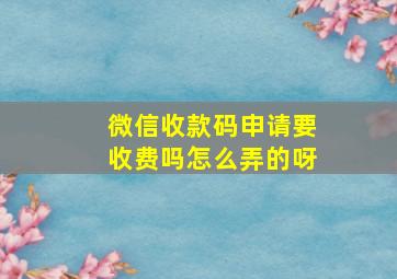 微信收款码申请要收费吗怎么弄的呀