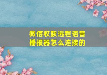 微信收款远程语音播报器怎么连接的