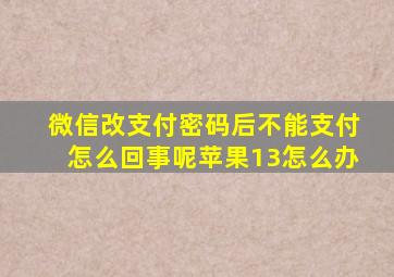 微信改支付密码后不能支付怎么回事呢苹果13怎么办