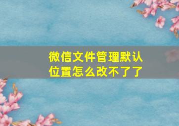 微信文件管理默认位置怎么改不了了