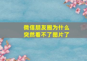 微信朋友圈为什么突然看不了图片了