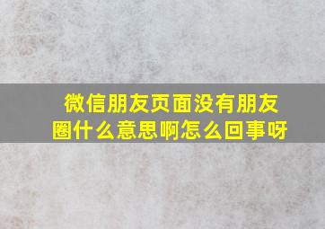 微信朋友页面没有朋友圈什么意思啊怎么回事呀