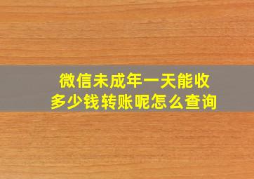 微信未成年一天能收多少钱转账呢怎么查询