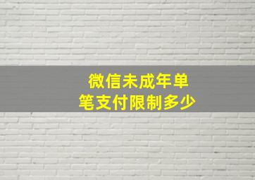 微信未成年单笔支付限制多少