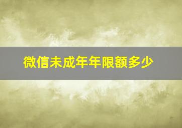 微信未成年年限额多少