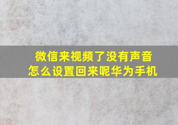 微信来视频了没有声音怎么设置回来呢华为手机