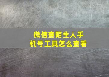 微信查陌生人手机号工具怎么查看