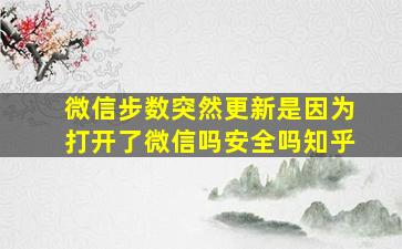 微信步数突然更新是因为打开了微信吗安全吗知乎