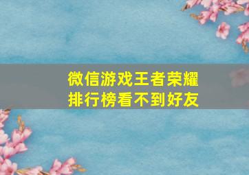 微信游戏王者荣耀排行榜看不到好友