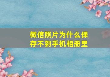 微信照片为什么保存不到手机相册里