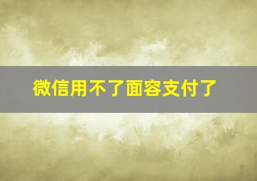 微信用不了面容支付了