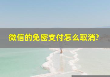 微信的免密支付怎么取消?