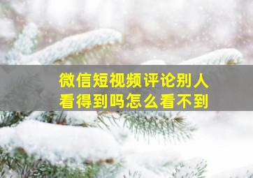 微信短视频评论别人看得到吗怎么看不到