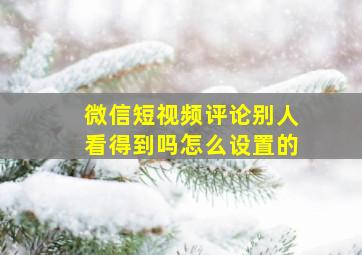 微信短视频评论别人看得到吗怎么设置的