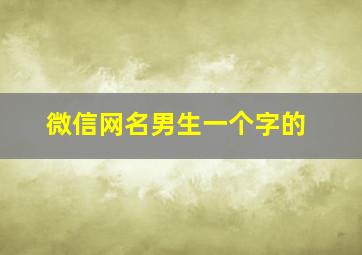 微信网名男生一个字的