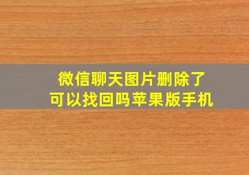 微信聊天图片删除了可以找回吗苹果版手机