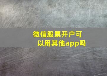 微信股票开户可以用其他app吗