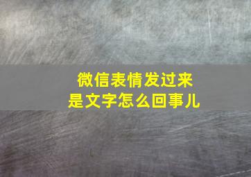 微信表情发过来是文字怎么回事儿