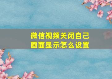 微信视频关闭自己画面显示怎么设置