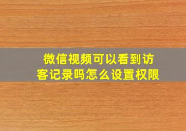 微信视频可以看到访客记录吗怎么设置权限