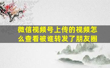 微信视频号上传的视频怎么查看被谁转发了朋友圈