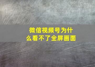 微信视频号为什么看不了全屏画面