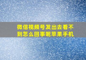 微信视频号发出去看不到怎么回事呢苹果手机