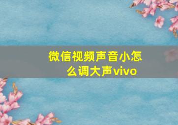 微信视频声音小怎么调大声vivo