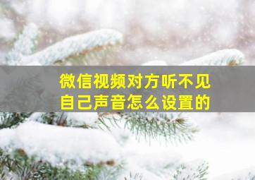 微信视频对方听不见自己声音怎么设置的