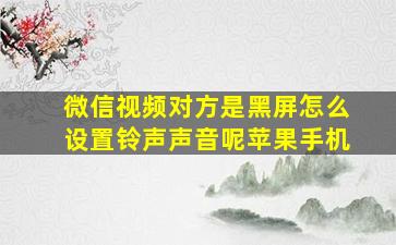 微信视频对方是黑屏怎么设置铃声声音呢苹果手机