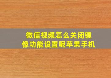 微信视频怎么关闭镜像功能设置呢苹果手机