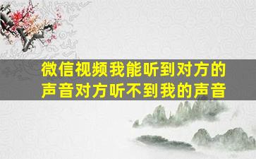 微信视频我能听到对方的声音对方听不到我的声音