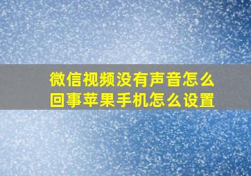 微信视频没有声音怎么回事苹果手机怎么设置