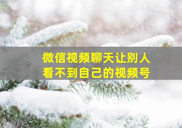 微信视频聊天让别人看不到自己的视频号