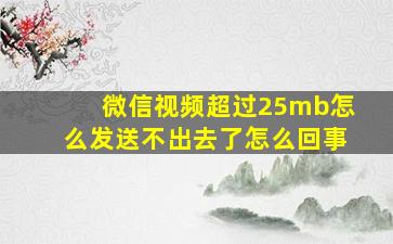 微信视频超过25mb怎么发送不出去了怎么回事