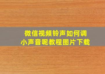 微信视频铃声如何调小声音呢教程图片下载