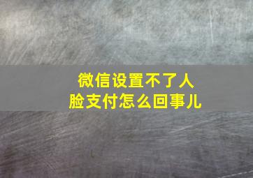 微信设置不了人脸支付怎么回事儿