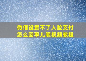 微信设置不了人脸支付怎么回事儿呢视频教程