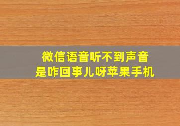 微信语音听不到声音是咋回事儿呀苹果手机