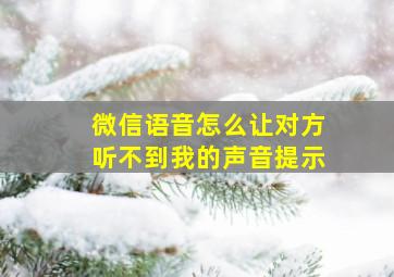 微信语音怎么让对方听不到我的声音提示